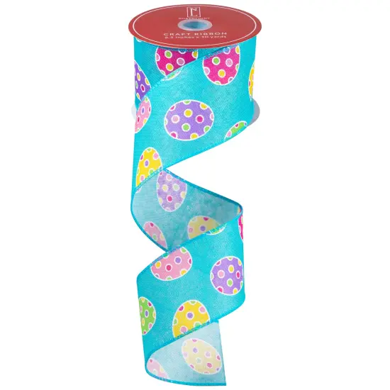 Northlight Blue Easter Egg Spring Wired Craft Ribbon 2.5" x 10 Yards {3}