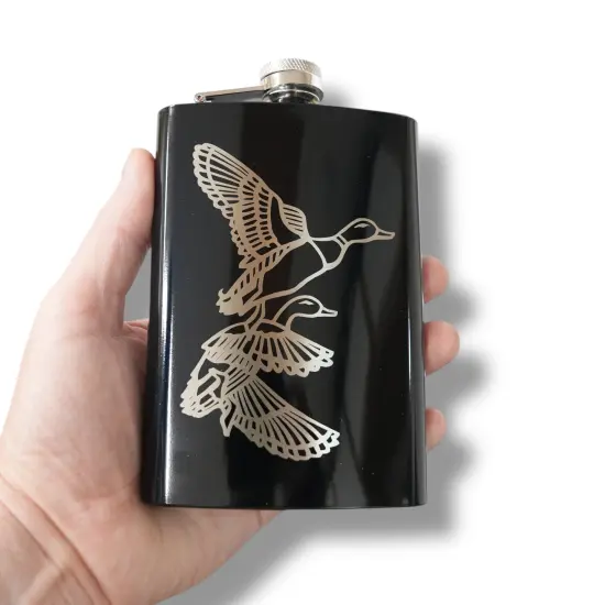 8oz BLACK Ducks Flask {3}