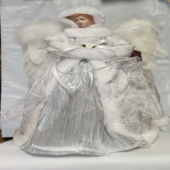16 Inch Snowy Angel Treetopper - Silver {1}