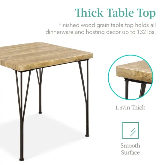 Best Choice Products 3-Piece Indoor Metal Wood Square Dining Table, Furniture Set w/ 2 Chairs Brown {2}