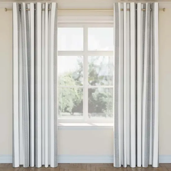 Flint - Grey & Silver Stripe Upholstery Fabric 54 Inches" {2}