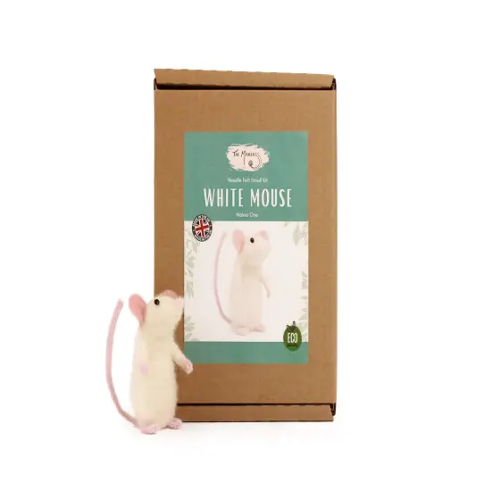 Felting Kit - White Mouse Needle Felt Kit {4}