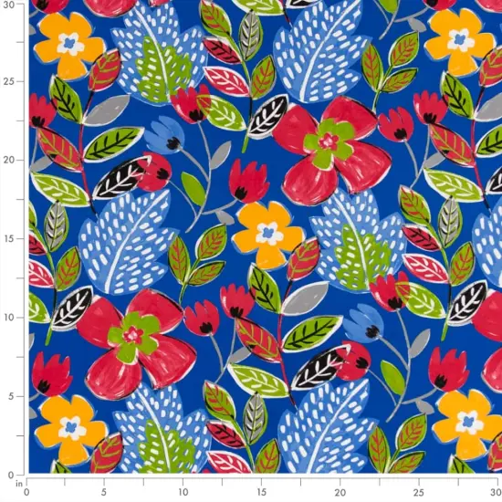 Ultramarine - Blue Floral Upholstery Fabric 54 Inches" {4}