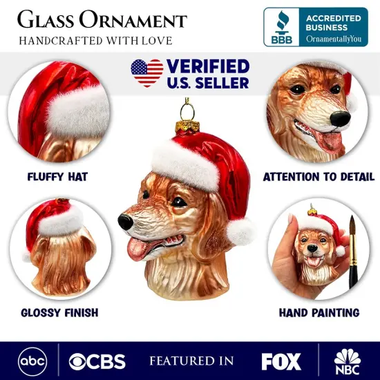 Golden Retriever Glass Christmas Ornament, Labrador Tree Decoration {3}