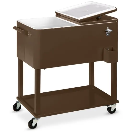 Best Choice Products 80qt Steel Rolling Cooler Cart w/ Bottle Opener, Catch Tray, Drain Plug, Locking Wheels Mint {7}