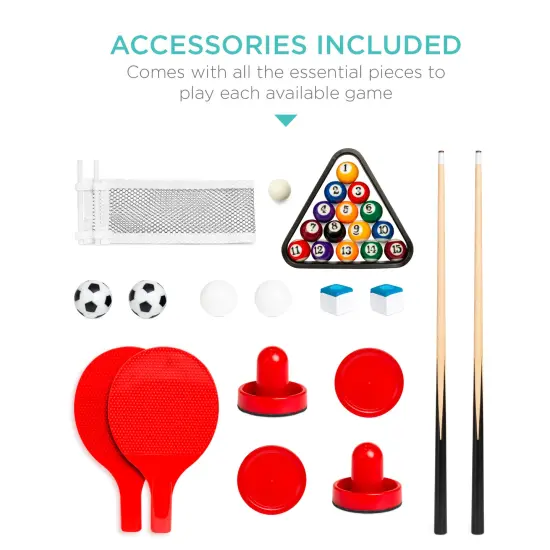 Best Choice Products 4-in-1 Multi Game Table, Childrens Arcade Set w/ Pool Billiards, Air Hockey, Foosball {6}