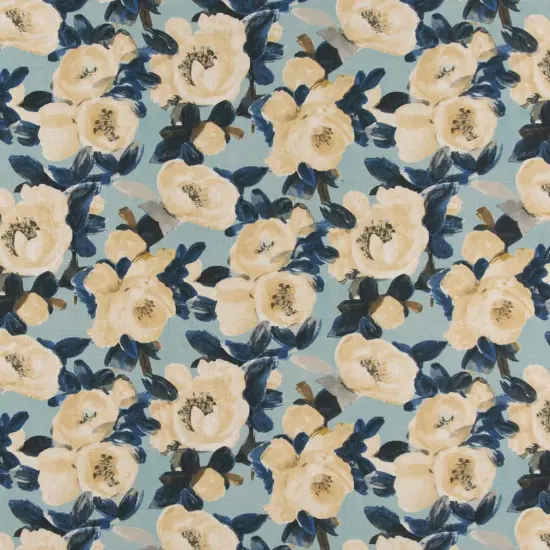 Upholstery Fabric - Blue Floral Upholstery Fabric 54 Inches" {1}