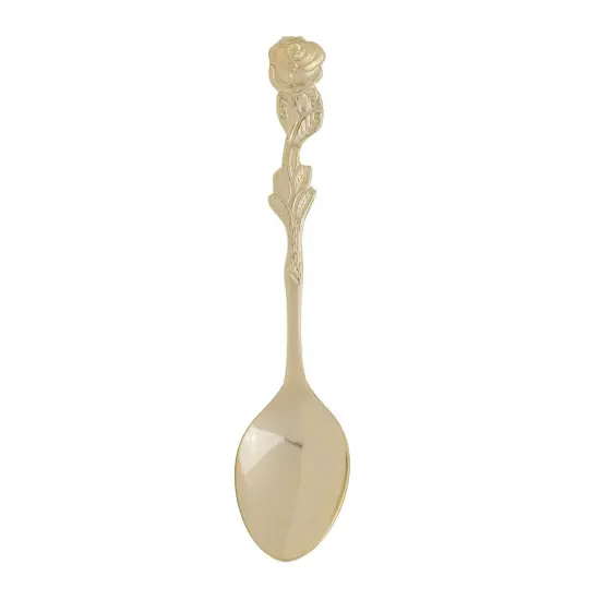 Fino 4.5-Inch Rose Design Gold Plated Demi Spoon {2}