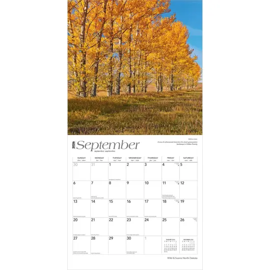 North Dakota Wild & Scenic | 2026 12 x 24 Inch (Hanging) Monthly Square Wall Calendar | Plastic-Free {4}