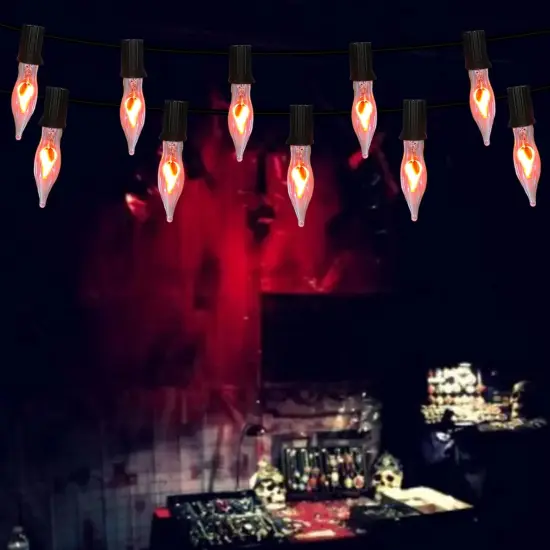 10FT - 10 Vintage Halloween Flickering Flame Lights {5}