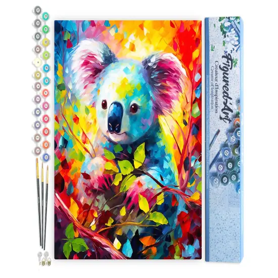 Figured'Art Paint by Numbers for Adults Colorful Abstract Koala 16"x20" - Craft Art Painting DIY Kit Rolled Canvas Without Frame {1}