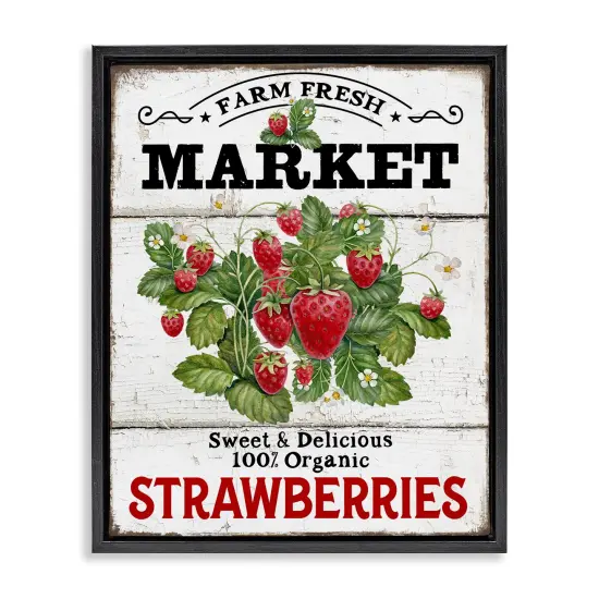 Stupell Industries Farm Fresh Strawberries Floater Framed Canvas Wall Art Design by Creatif Belle {1}