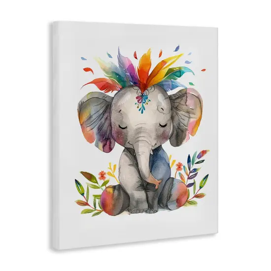 Stupell Industries Rainbow Blooms Elephant Canvas Wall Art Design by LSR Design Studio {3}