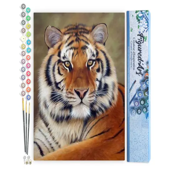 Figured'Art Paint by Numbers Kit for Adults Tiger Look 16"x20" - Craft Art Painting DIY Kit Rolled Canvas without frame {1}