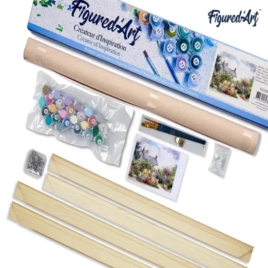 Figured'Art Paint by Numbers Kit for Adults Quiet neighbourhood 16"x20" - Craft Art Painting Rolled Canvas with DIY wooden frame {5}