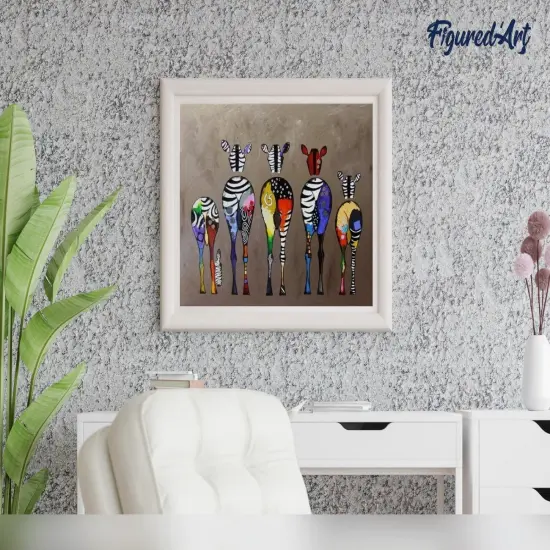 Figured'Art Paint by Numbers for Adults Zebras Back 16"x20" - Craft Art Painting Rolled Canvas with DIY wooden frame {4}