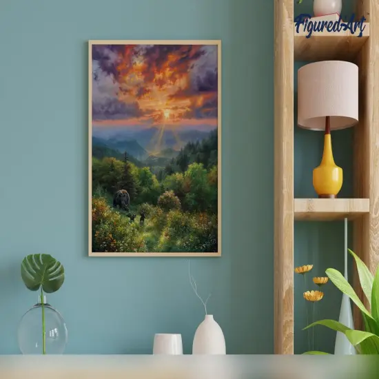 Figured'Art Paint by Numbers for Adults Bear and Sunset 16"x20" - Craft Art Painting DIY Kit Rolled Canvas without frame {4}