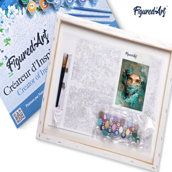 Figured'Art Paint by Numbers Kit for Adults with Frame Beautiful Eyes 16"x20" - Craft Art Painting DIY Kit Canvas Already Stretched on a Wooden Frame {5}