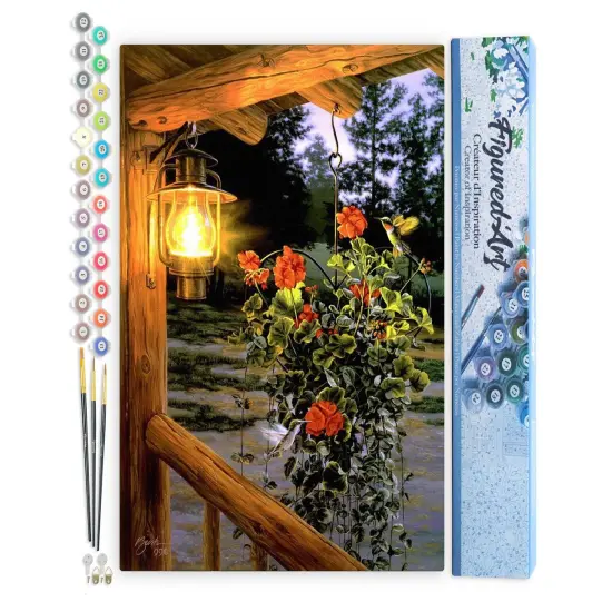 Figured'Art Paint by Numbers Kit for Adults Lantern under the porch 16"x20" - Craft Art Painting DIY Kit Rolled Canvas without frame {1}