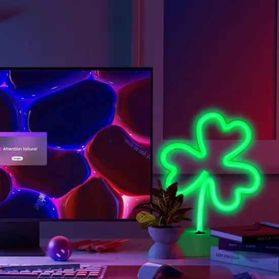 Green Clover Neon Sign Light &ndash; USB & Battery Powered Summer Tabletop Lamp for Bedroom, Bar, or Outdoor Vibes {4}