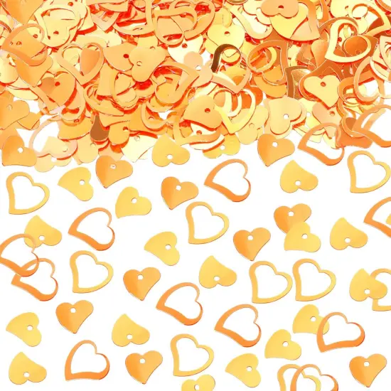 1200Pcs Love Heart Shaped Confetti, Table Wedding Decoration, Glitter Confetti for Wedding Party (Glitter Orange) {1}