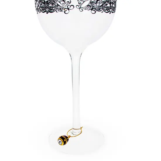 Purple Guilloche Royal Egg Wine Glass Charm {3}