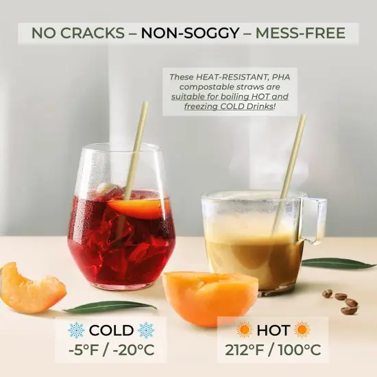 5&rdquo; Short Biodegradable Sugarcane Cocktail Straws | 200 Count, 100% Compostable, Plastic-Free, Eco-Friendly Drinking Straws | 5-Inch, Heat-Resistant PHA Coffee and Cocktail Stirrers {1}