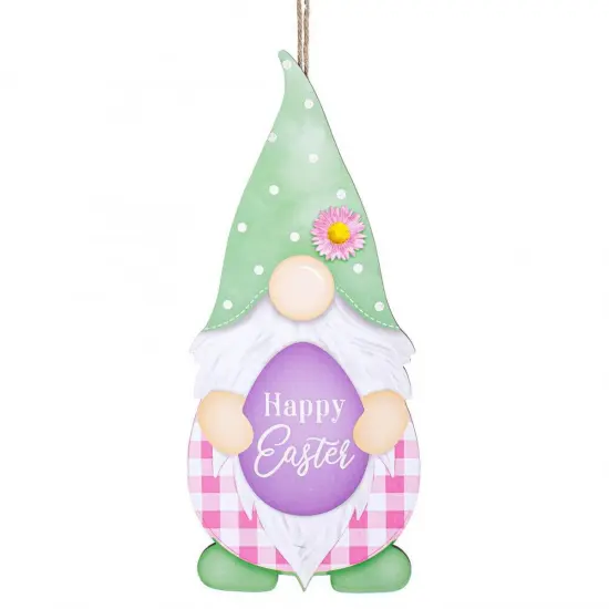 13" Wooden Gnome Shaped Sign: Easter Gnome {1}