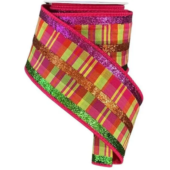 2.5" Faux Dupion Glitter Ribbon: Yellow (5 Yards) {1}