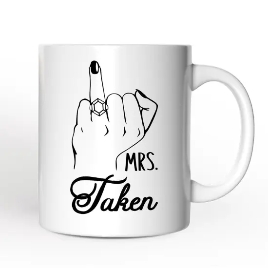 Wedding Ring Finger Mrs Mug Announcement, Married Engaged Gift For Women {1}
