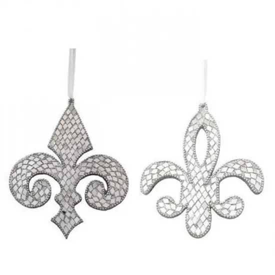 6" Mirror Jewel Fleur De Lis Ornament (Asst 2) {2}
