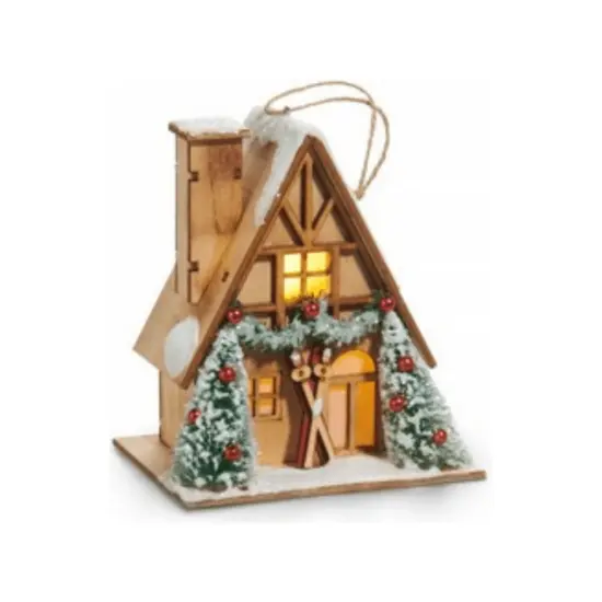 5" Lighted Lodge House Ornaments {3}