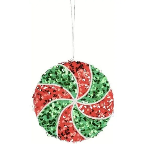 6" Sequin Peppermint Ornament: Red/Green {1}