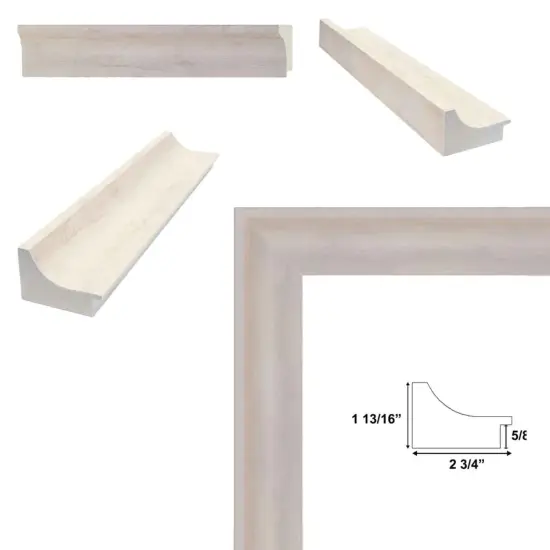 Wide White Wash Scoop Wooden Picture Frame 20x40 frame {6}
