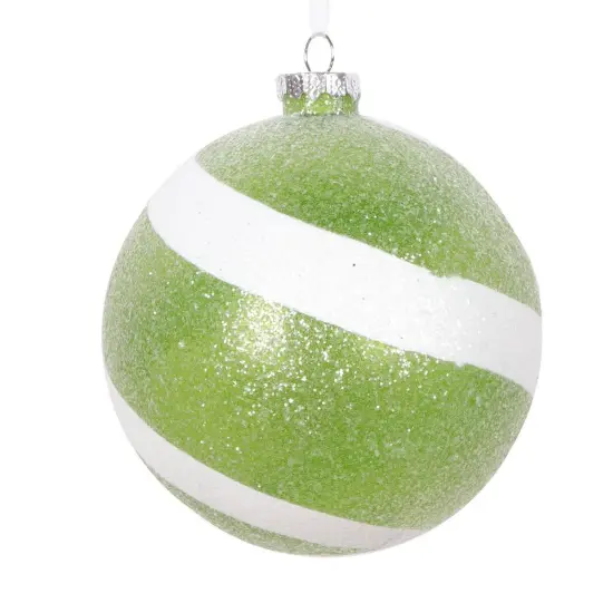 Lime and White Sugar Glitter Ball Ornaments (Set of 3) {1}