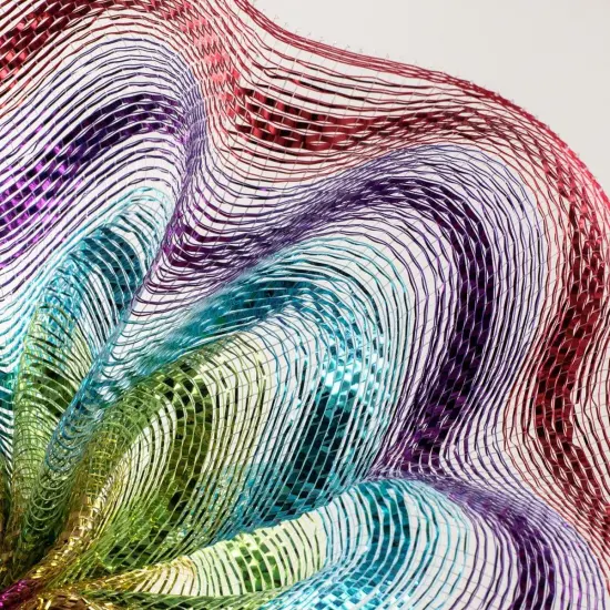 10" Metallic Stripe Mesh Ribbon: Rainbow (10 Yards) {3}