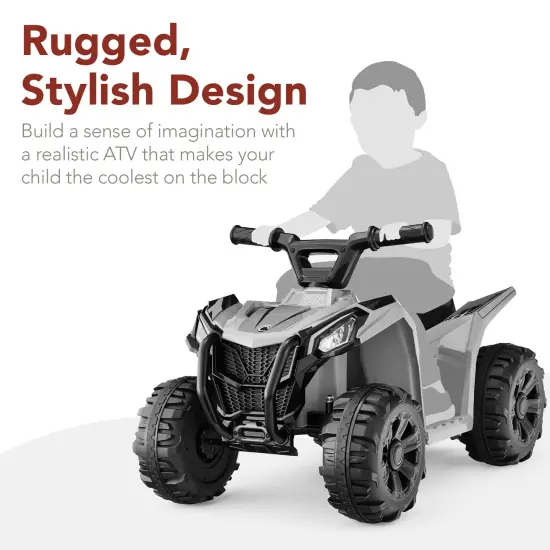 Best Choice Products 6V Kids Ride-On 4-Wheeler Quad ATV Car w/ 1.8mph Max Speed, Treaded Tires Gray {3}