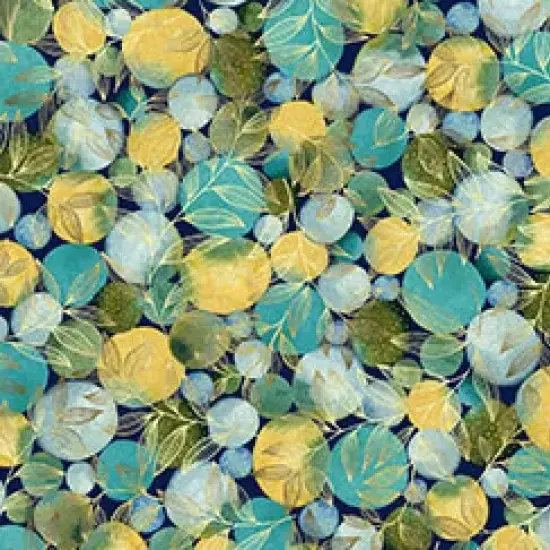 Blue With White Sprig Toile Geo 44"/45" Fabric Per Yard {1}