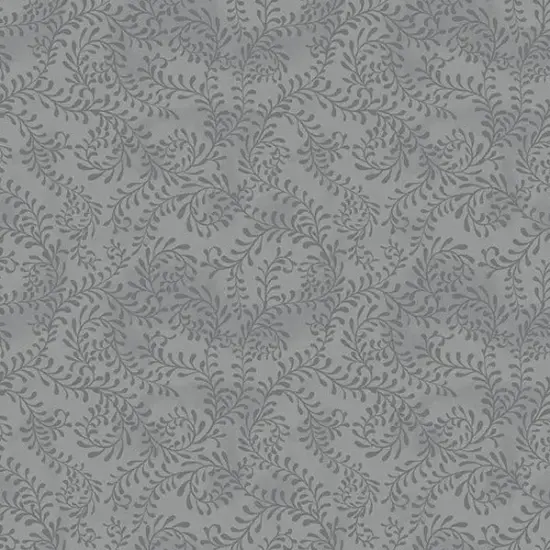 Grey Dark Swirling Leaves Cotton Wideback Fabric per yard {1}