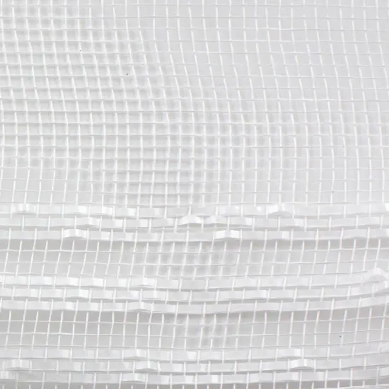 10.5" Border Stripe Metallic Mesh Ribbon: White (10 Yards) {2}