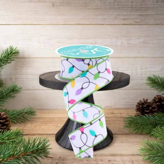 1.5" Christmas Lights Ribbon: Pastel (10 Yards) {3}