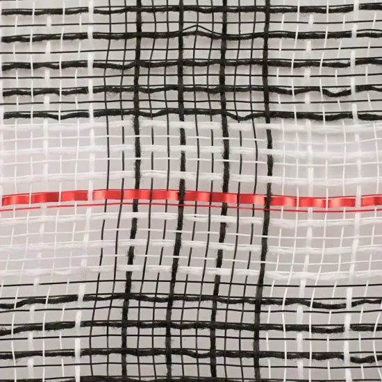 10.5" Faux Jute Check Foil Mesh Ribbon: Black/Red (10 Yards) {3}