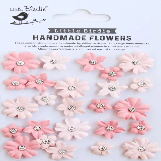 Little Birdie Karolina Paper Flowers 25/Pkg-Pink Passion {1}