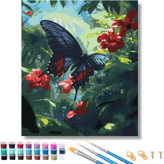 Paint by Numbers Kit for Adults, Butterfly Paint by Numbers Kit for Adults, DIY Paint by Numbers Kit with Brushes and Acrylic Paints,16x20 Inch Canvas for Home Wall Decor and Gift {1}