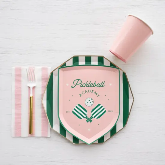 EMERALD GREEN SIGNATURE CABANA STRIPE PLATES {6}
