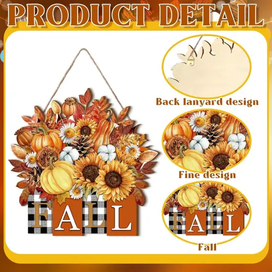 Fall Door Decor Fall Welcome Wooden Sign (red brown, yellow) {4}