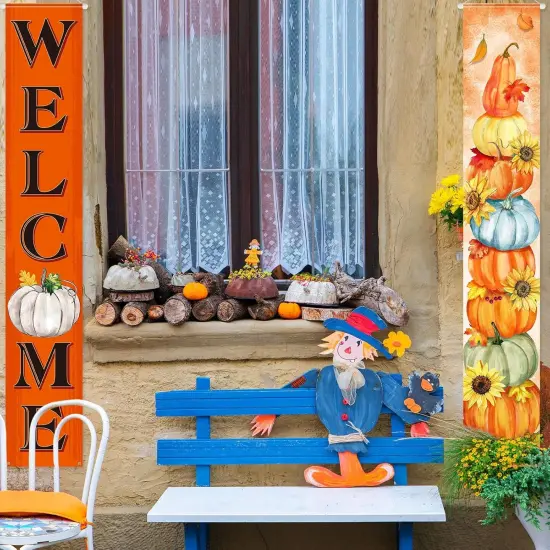 Fall Door Banners Welcome Autumn Porch Sign {3}