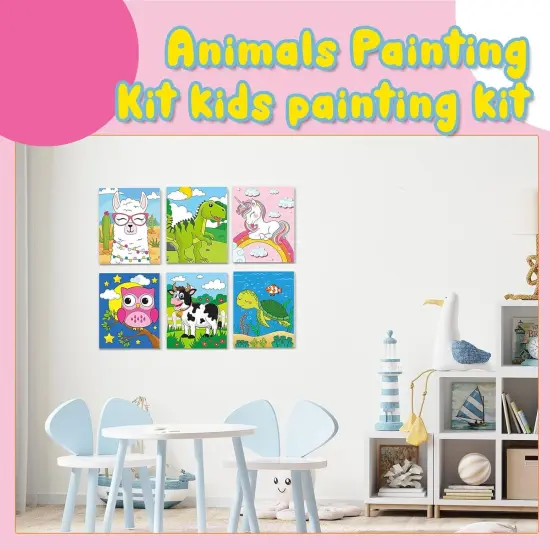12 Pcs Pre Drawn Canvas for Painting for Boys Girls Pre Printed Cute Bulk Painting Canvas with Pictures to Paint Gift {3}