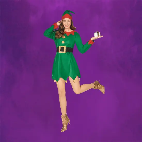 Northlight Women's Red and Green 2-Piece Elf Costume- Size XL {4}