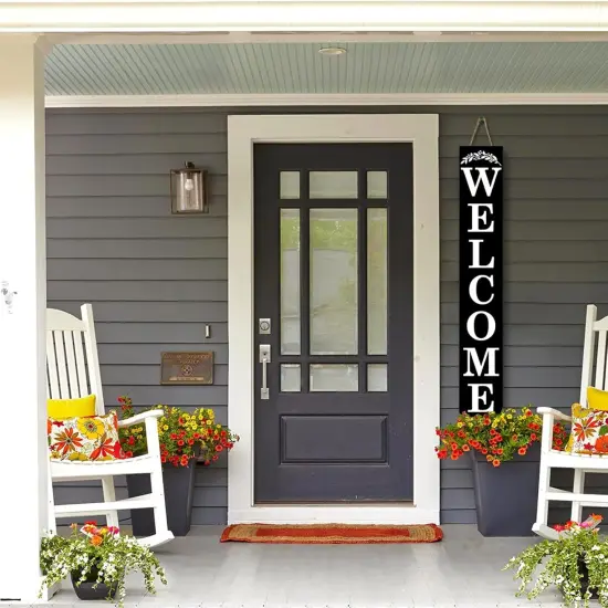 Welcome Sign for Front Porch (Black Welcome) {4}